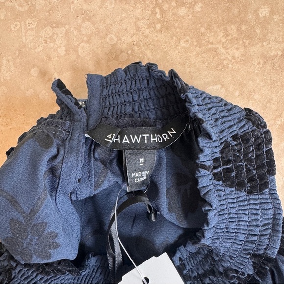 41 Hawthorn Blue Black Floral Sleeveless Halter Neckline Womens Size M Blouse - Picture 10 of 13